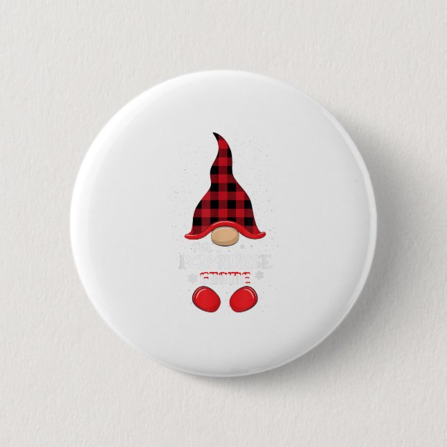 Badge Rond 5 Cm Infirmière PCU Gnome Buffalo Plaid Correspondant N (Devant)