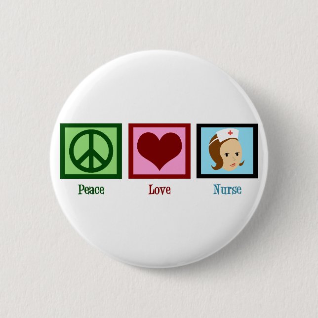 Badge Rond 5 Cm Infirmière Peace Love (Devant)