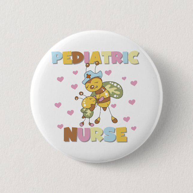 Badge Rond 5 Cm Infirmière pédiatrique d'abeille (Devant)