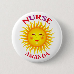 Badge Rond 5 Cm Infirmière personnalisée par Sun heureuse
