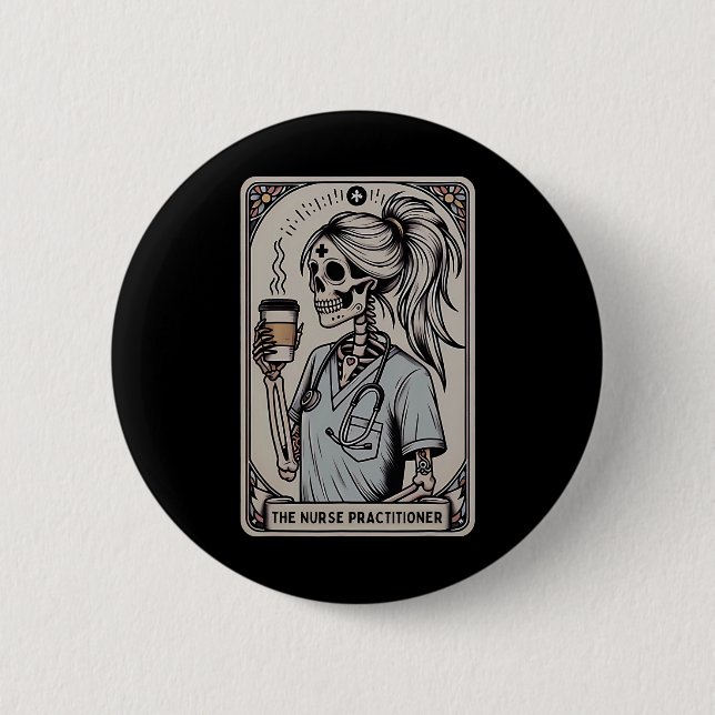 Badge Rond 5 Cm Infirmière Praticien Carte Tarot Squelette Hallowe (Devant)