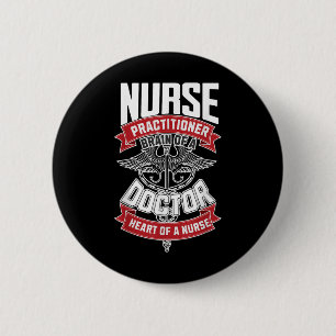 Badge Rond 5 Cm Infirmière Praticien - Cerveau D'Un Médecin, Coeur
