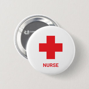 Badge Rond 5 Cm Infirmière & Premiers Secours, Croix, Ambulance, B