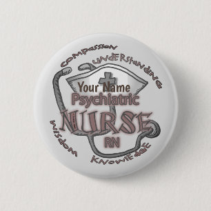 Badge Rond 5 Cm Infirmière psychiatrique Axiom nom personnalisé pi