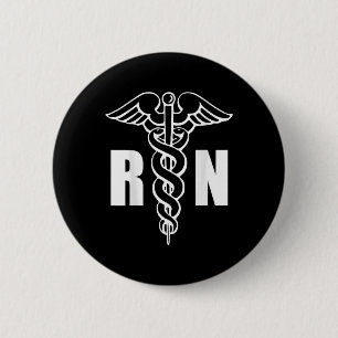 Badge Rond 5 Cm Infirmière Rn Caduceus Symbole Médicale Infirmière