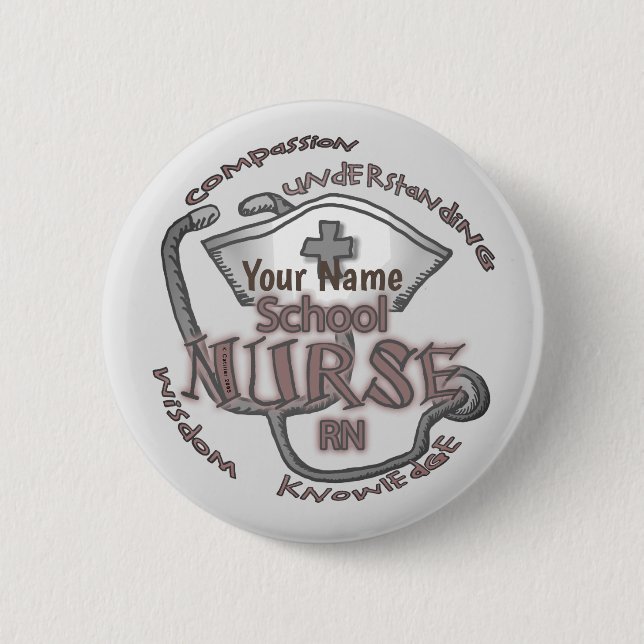 Badge Rond 5 Cm Infirmière scolaire Axiom pin (Devant)