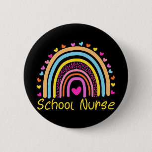 Badge Rond 5 Cm Infirmière scolaire bohème arc-en-ciel journée de