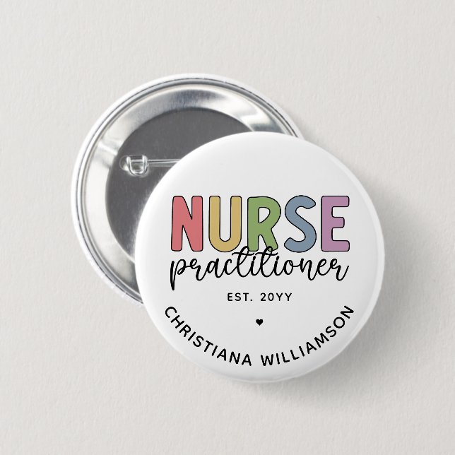 Badge Rond 5 Cm Infirmière sur mesure Praticien NP Infirmière dipl (Devant & derrière)