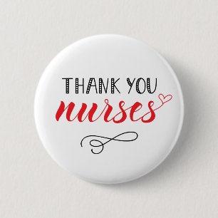 Badge Rond 5 Cm Infirmières Mercis  Police de fusion