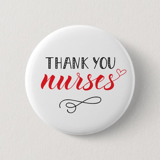 Badge Rond 5 Cm Infirmières Mercis | Police d'exécution (Devant)