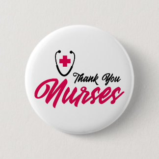 Badge Rond 5 Cm Infirmières Mercis | Rose