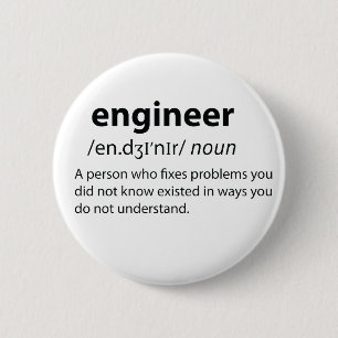 Badge Rond 5 Cm Ingénieur Définition de dictionnaire drôle