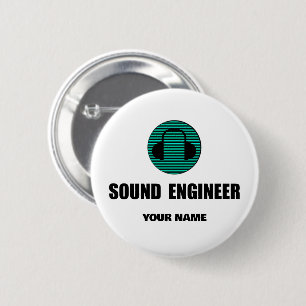 Badge Rond 5 Cm Ingénieur du son personnalisé Ingénierie audio