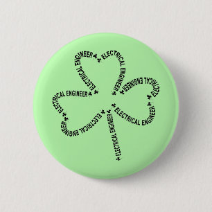 Badge Rond 5 Cm Ingénieur Électricien Texte Trèfle
