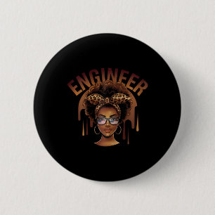 Badge Rond 5 Cm Ingénieur noir afro femme célébrant C