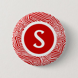 Badge Rond 5 Cm Initial in Red