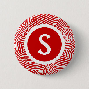 Badge Rond 5 Cm Initiale en rouge