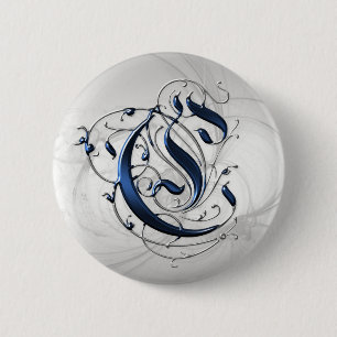 Badge Rond 5 Cm Initiale vintage C