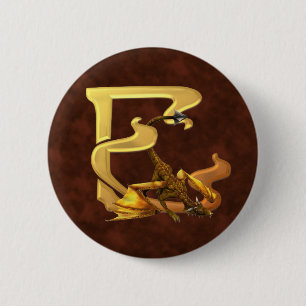 Badge Rond 5 Cm Initiales E de Dragonlore