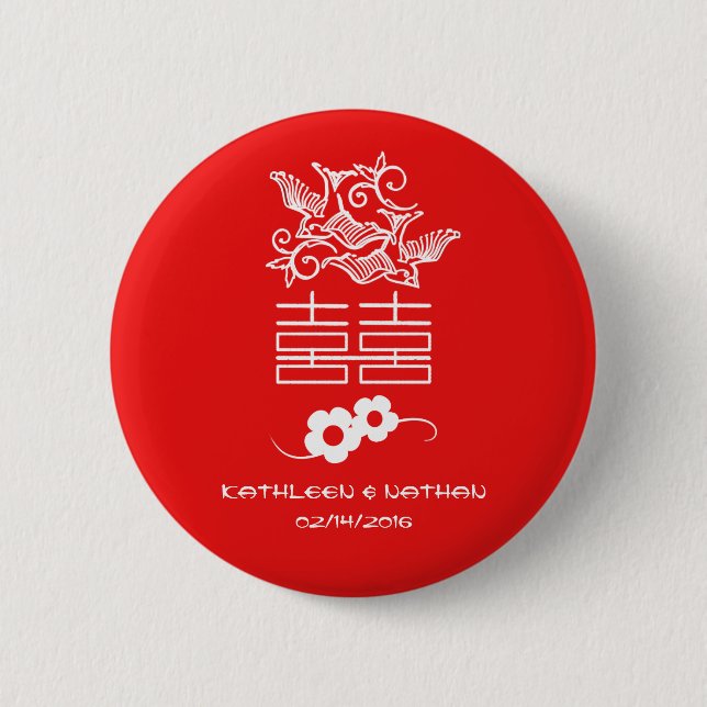 Badge Rond 5 Cm Inséparables - Bonheur double - Faveurs de mariage (Devant)