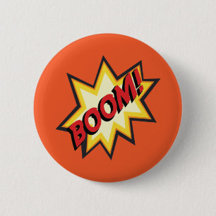 Badge Rond 5 Cm Insigne comique de bouton de "boom" des textes