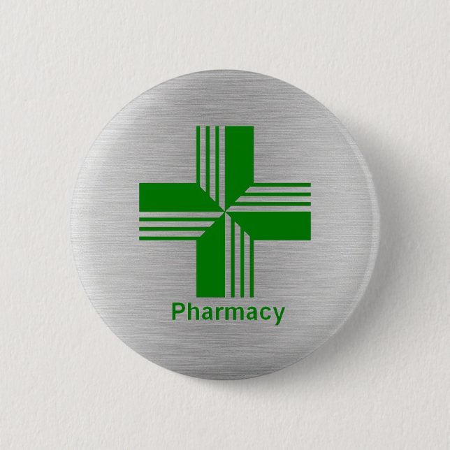 Badge Rond 5 Cm Insigne croix de pharmacie (Devant)