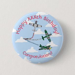 Badge Rond 5 Cm Insigne d'anniversaire des Mustangs (Ciel Bleu)