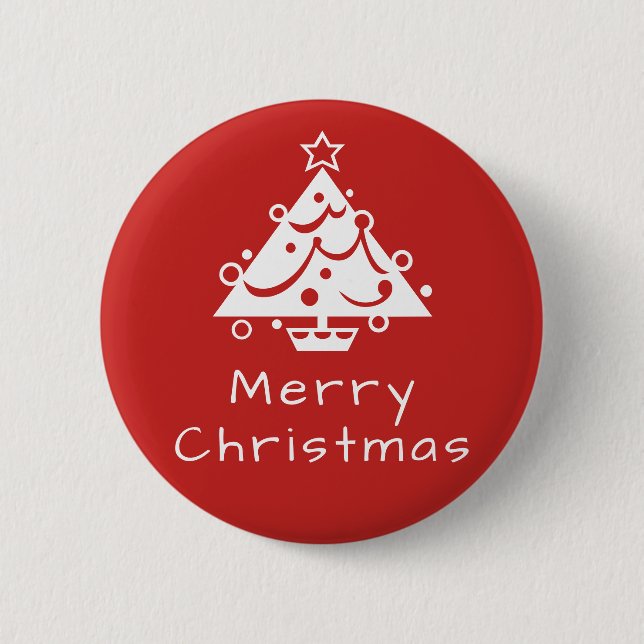 Badge Rond 5 Cm Insigne d'arbre de Joyeux Noël (Devant)