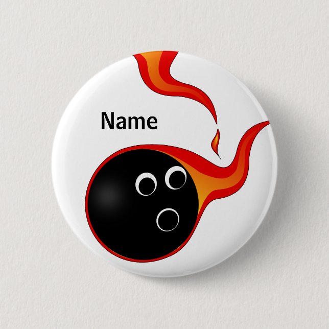 Badge Rond 5 Cm insigne de balle de bowling flamboyant (Devant)
