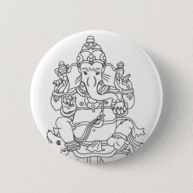 Badge Rond 5 Cm Insigne de bouton de Ganesh (Devant)
