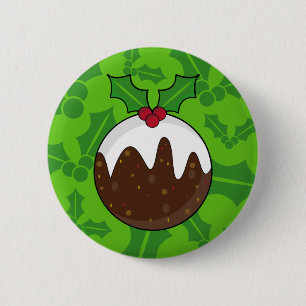 Badge Rond 5 Cm Insigne de bouton de pudding de Noël