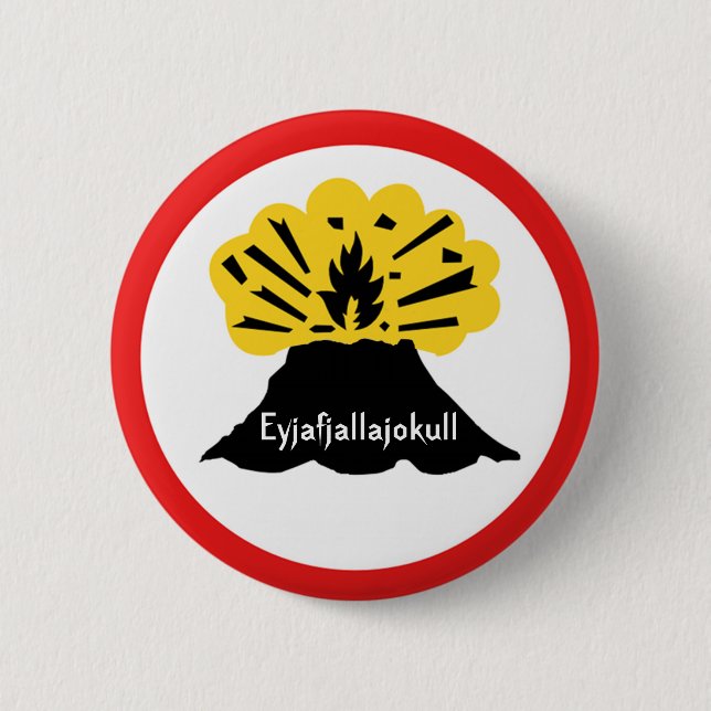 Badge Rond 5 Cm Insigne de bouton de volcan d'Eyjafjallajokull (Devant)