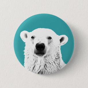 Badge Rond 5 Cm Insigne de bouton d'ours blanc