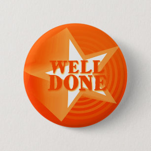 Badge Rond 5 Cm Insigne de bouton fait par bien dans l'orange