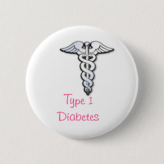 Badge Rond 5 Cm Insigne de diabète - rose