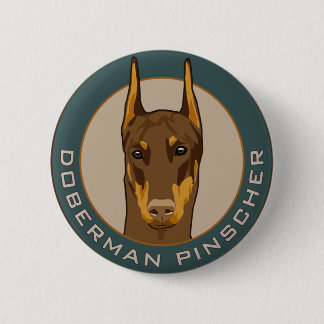 Badge Rond 5 Cm Insigne de dobermann, rouge