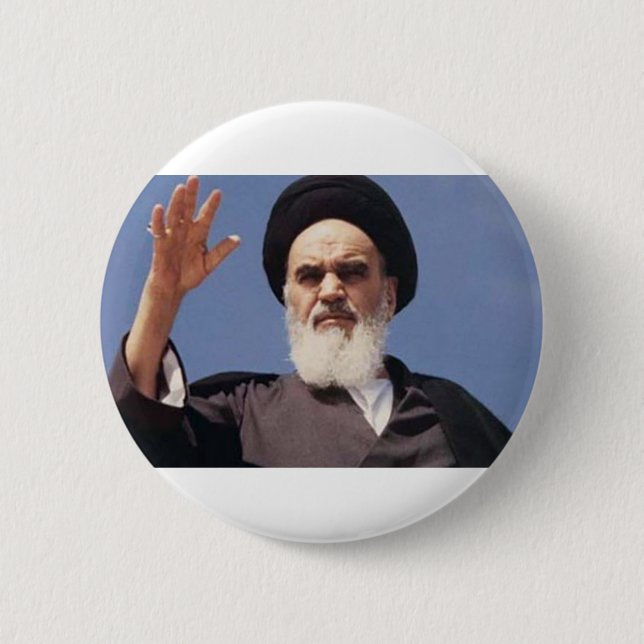 Badge Rond 5 Cm Insigne de Khomeini d'Ajatollah (Devant)