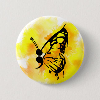 Badge Rond 5 Cm Insigne de point-virgule de papillon