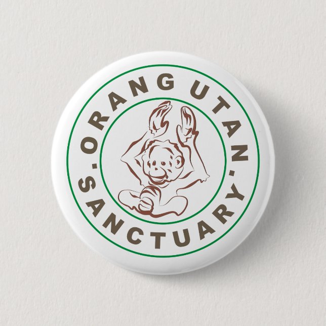 Badge Rond 5 Cm Insigne de sanctuaire d'orang-outan (Devant)