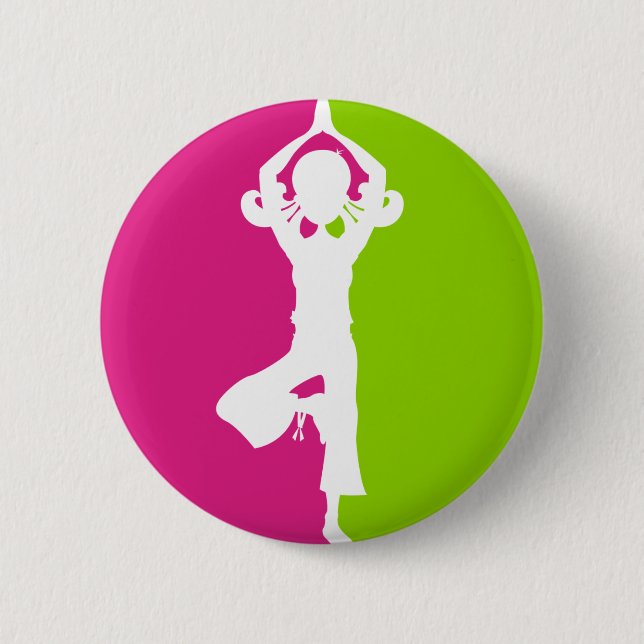 Badge Rond 5 Cm Insigne de silhouette de fille de yoga (Devant)