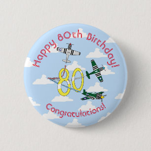 Badge Rond 5 Cm Insigne du 80e anniversaire des Mustangs Ciel Bleu