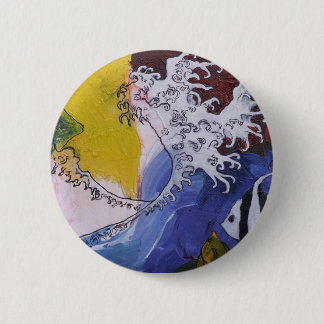 Badge Rond 5 Cm Insigne d'une peinture inspirée par Hokusai