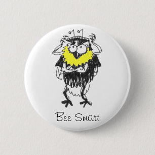 Badge Rond 5 Cm Insigne futé de bouton d'abeille