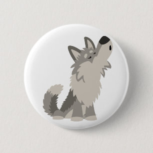 Badge Rond 5 Cm Insigne mignon de bouton de loup de bande dessiné