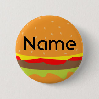 Badge Rond 5 Cm Insigne nommé d'étiquette d'hamburger