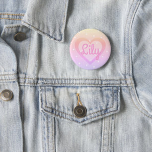 Badge Rond 5 Cm Insigne personnalisable de coeur assez rose