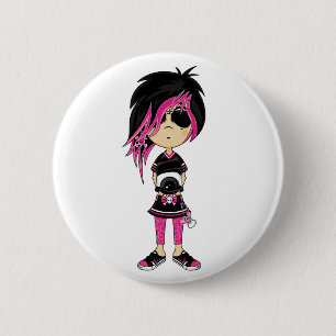 Badge Rond 5 Cm Insigne punk de fille d'Emo