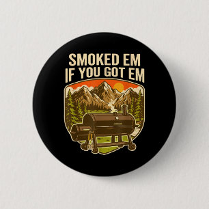 Badge Rond 5 Cm Insigne Rétro Enfumée Barbecue Fumoir