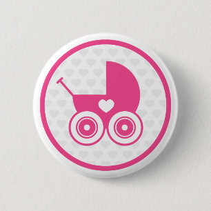 Badge Rond 5 Cm Insigne rose de bouton d'icône de landau de béb
