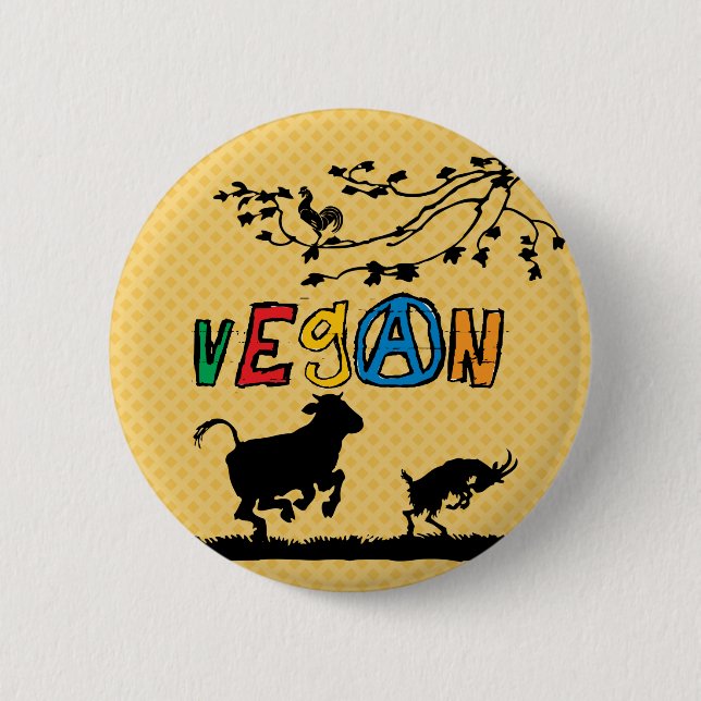 Badge Rond 5 Cm Insigne végétalien (Devant)